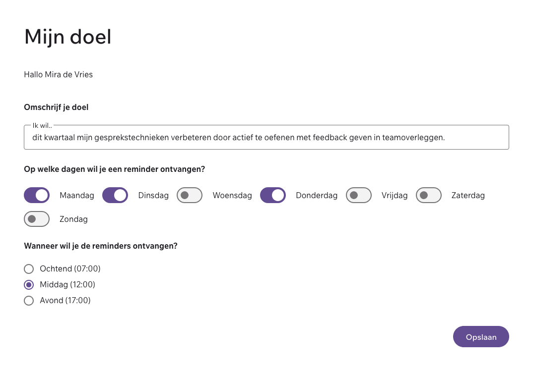 Een persoonlijk doel opslaan in MO